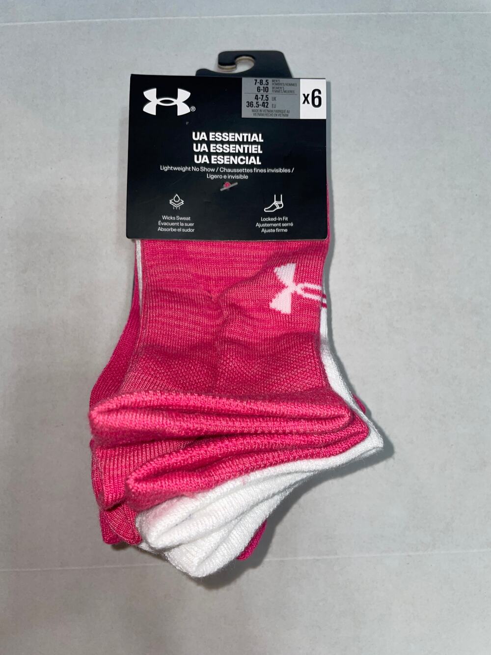 UNDER ARMOUR WOMENS 6 PAIR PINKs  LIGHTWEIGHT NO SHOW SOCKS NEW